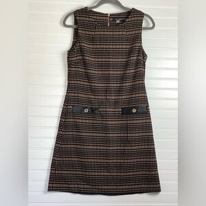 Tommy Hilfiger Pembroke Houndstooth Knit Dress Size 6 Brown & Black